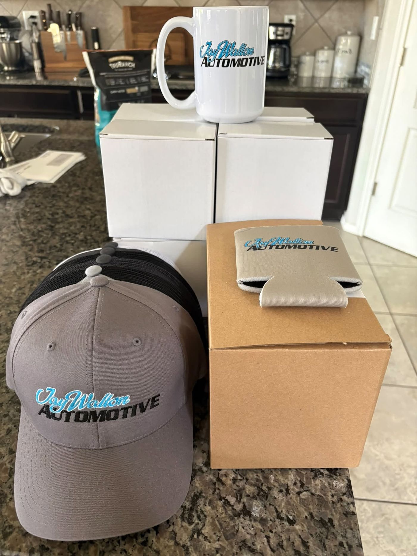 Business promo package - mugs, koozies, hats